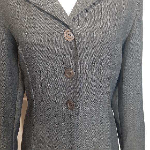 Women's Blazer Size 13 BYER TOO CALIFORNIA grey and black color Herringbone - Picture 4 of 12